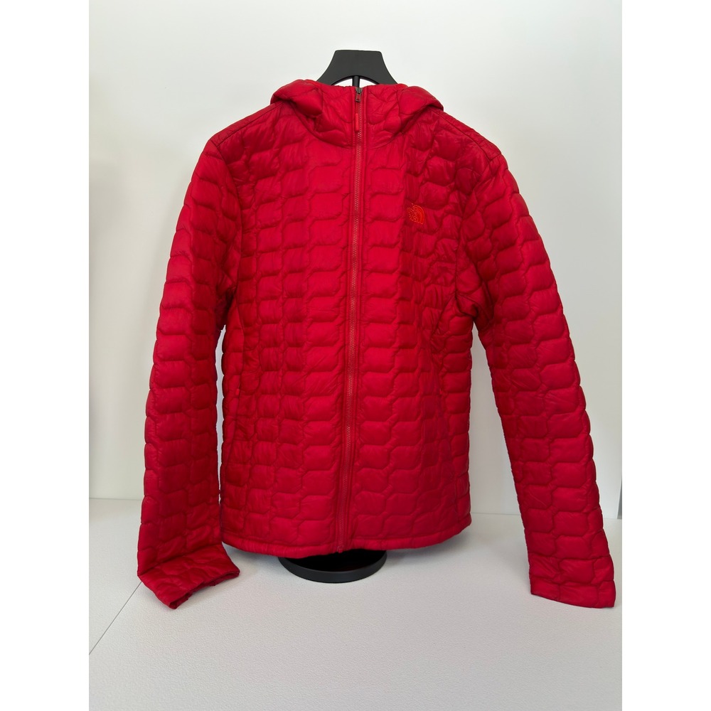 The North Face Thermoball Hooded Puffer Jacket Mens Medium Red Insulated Coat